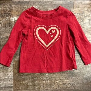 Cat & Jack Red Long Sleeve Shirt with Heart Design